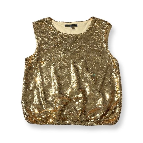 MARC NEW YORK Gold Sequin Sleeveless Holiday Party Top Size Medium New W/ Tags - Picture 3 of 8
